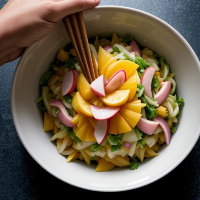 Mixing Pomelo Salad in a Bowl