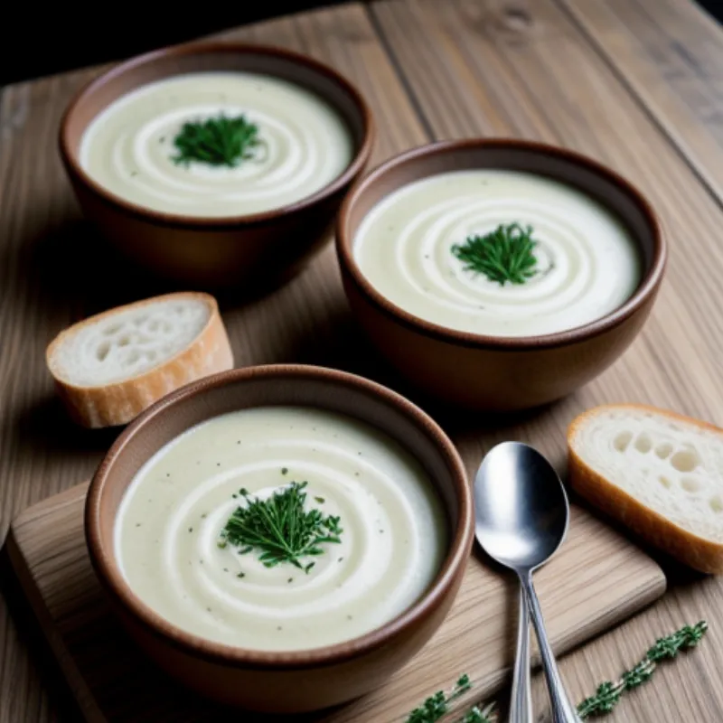 Creamy Potato Leek Soup Served in Bowls