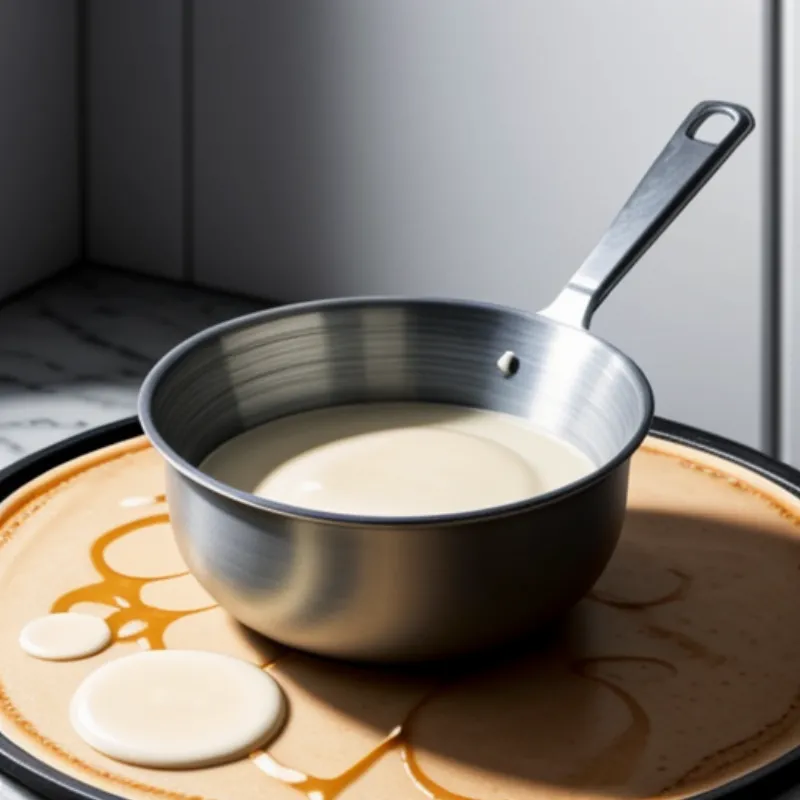 Pouring Pancake Batter on Griddle