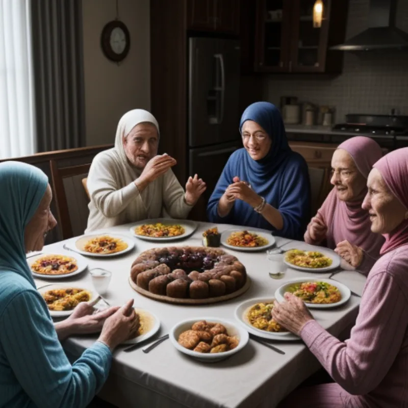 Family Enjoying Ramadan Date Cake
