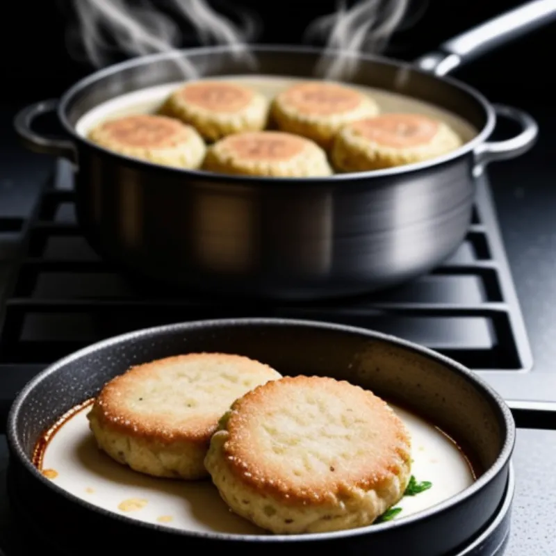 Reheating crab cakes in a pan