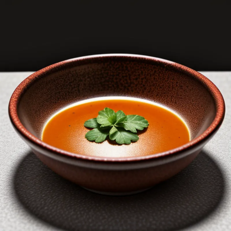 A bowl of vibrant orange rouille sauce, drizzled with olive oil.