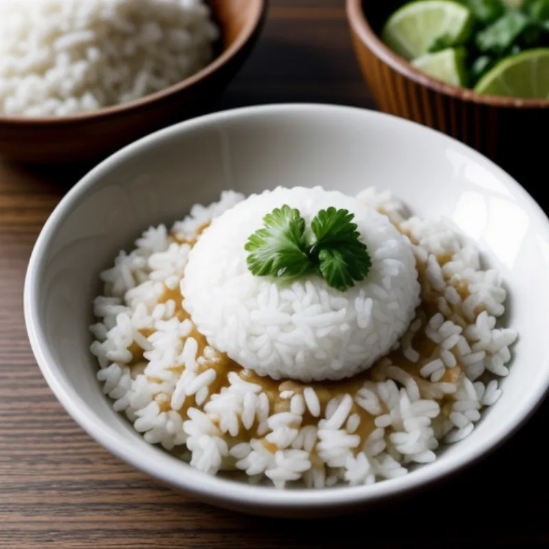 Saus Kerang served with steamed rice and garnished with cilantro