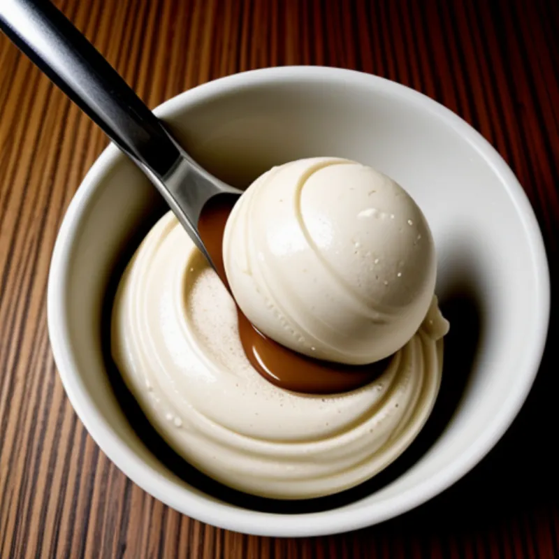 Scooping perfectly round salted caramel gelato