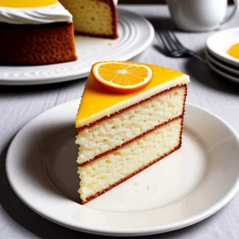 Semolina and orange cake sliced on a plate.