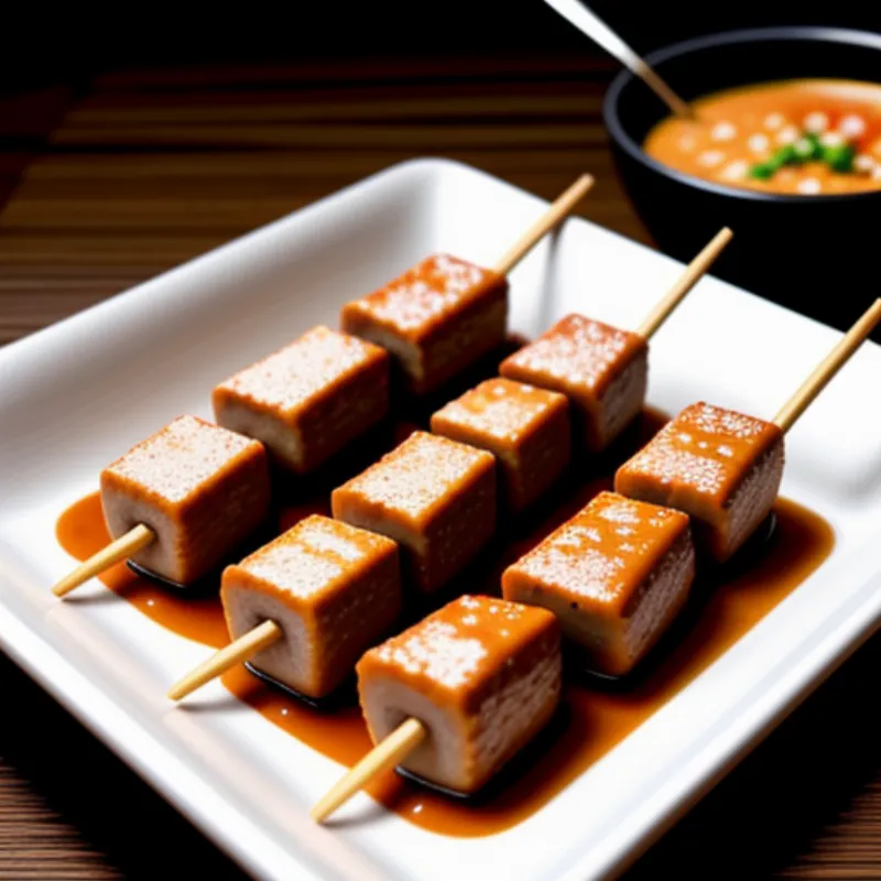 Bumbu Bali sauce served as a dipping sauce for grilled chicken satay.