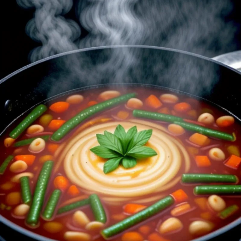 Simmering Pot of Minestrone Soup