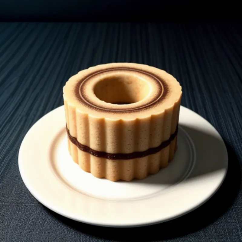 Sliced Baumkuchen cake on a plate