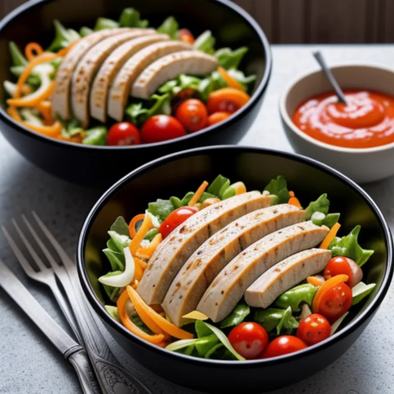 Spicy Sriracha Dressing Drizzled Over a Colorful Salad