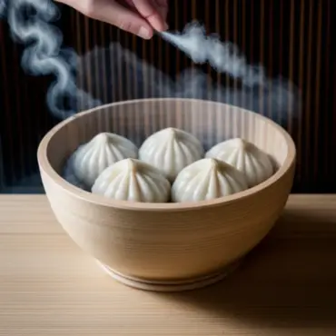 Steamed Dumplings in a Bamboo Steamer