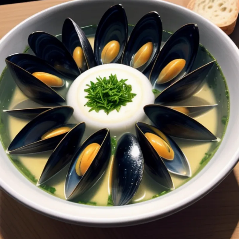 Steamed Mussels Served with Bread