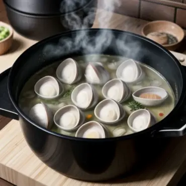 Steaming Clams in Pot