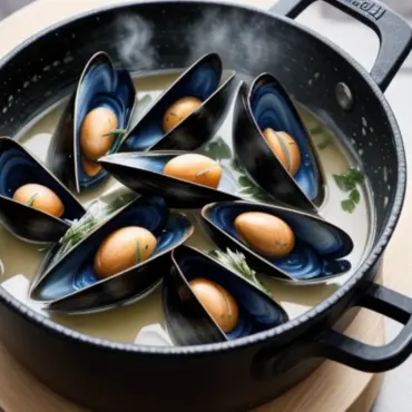 Steaming Mussels in a Pot