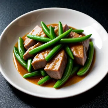 Close-up of Stir-Fried Pork with Green Peppers