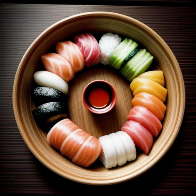 Sushi Platter with Wasabi and Soy Sauce