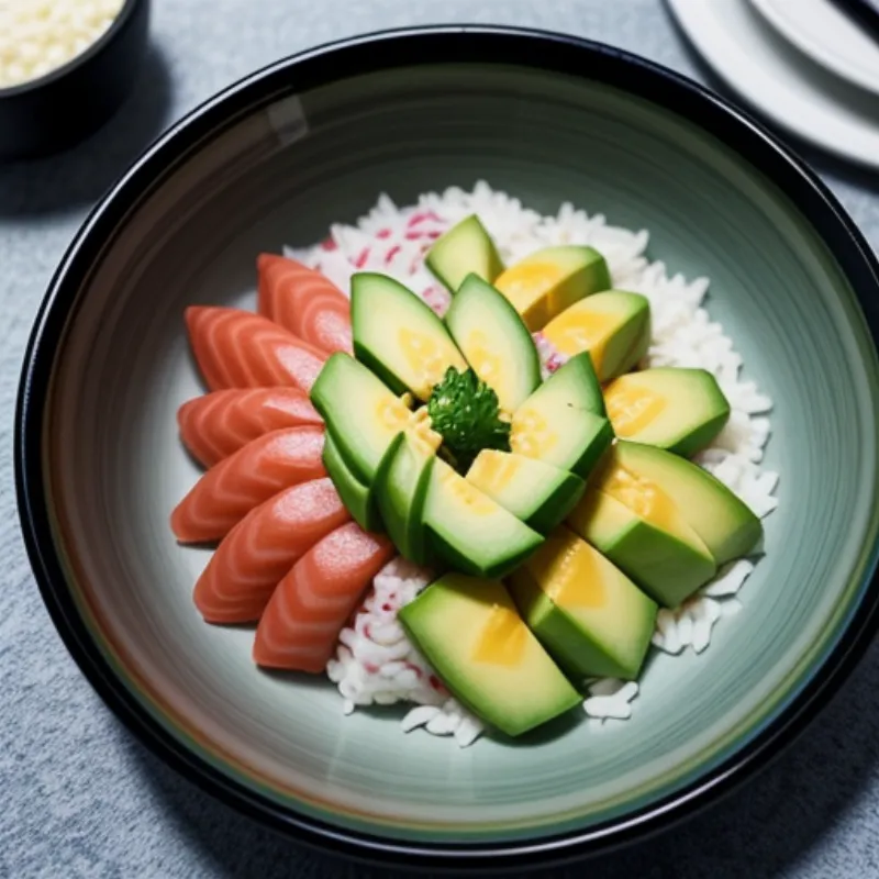 A serving of sushi rice salad
