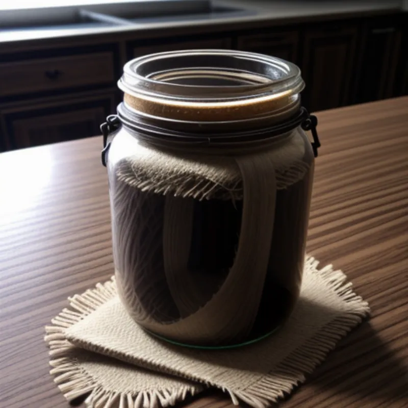 Fermenting tamari in a glass jar