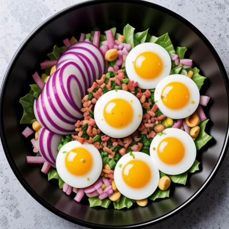 Turnip Green Salad with Bacon and Eggs