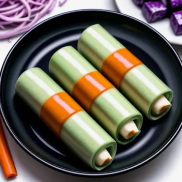 Freshly made vegetable and tofu spring rolls on a plate, ready to be enjoyed with dipping sauce