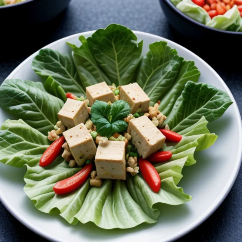 Colorful Vegetable and Tofu Lettuce Wraps