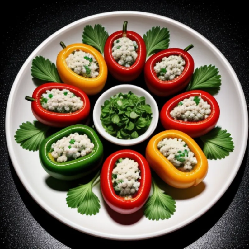A platter of vegetarian stuffed bell peppers