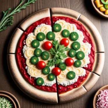 Delicious Veggie Pizza on a Wooden Board