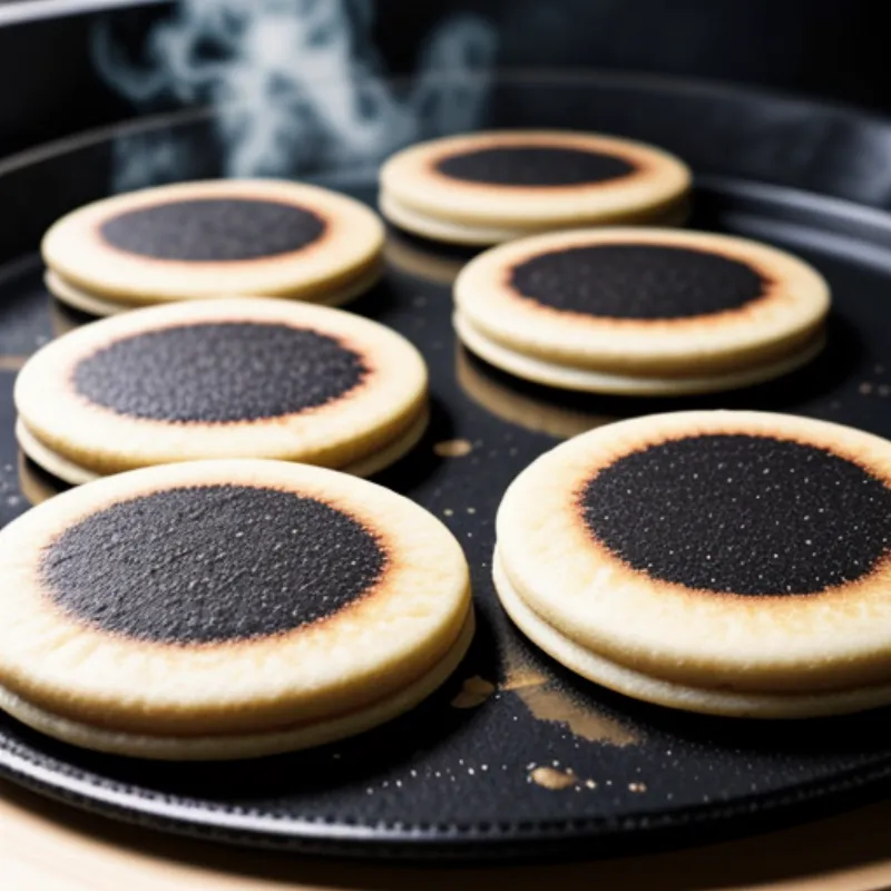 Golden Welsh Cakes Cooking on a Griddle