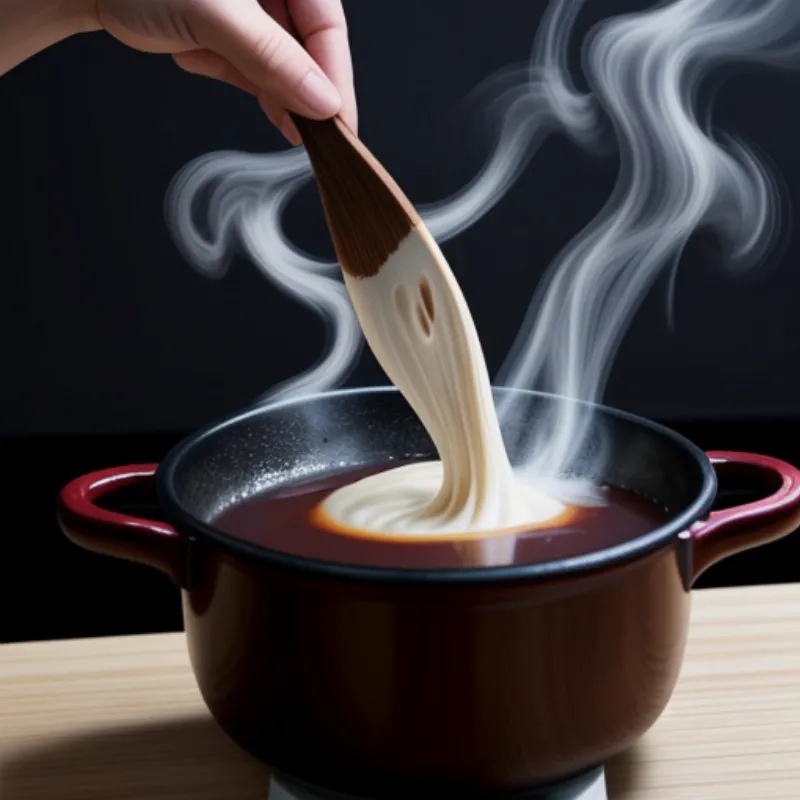 Yakitori sauce simmering in a pan