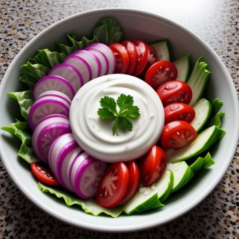 Yogurt Dressing Salad with Fresh Vegetables