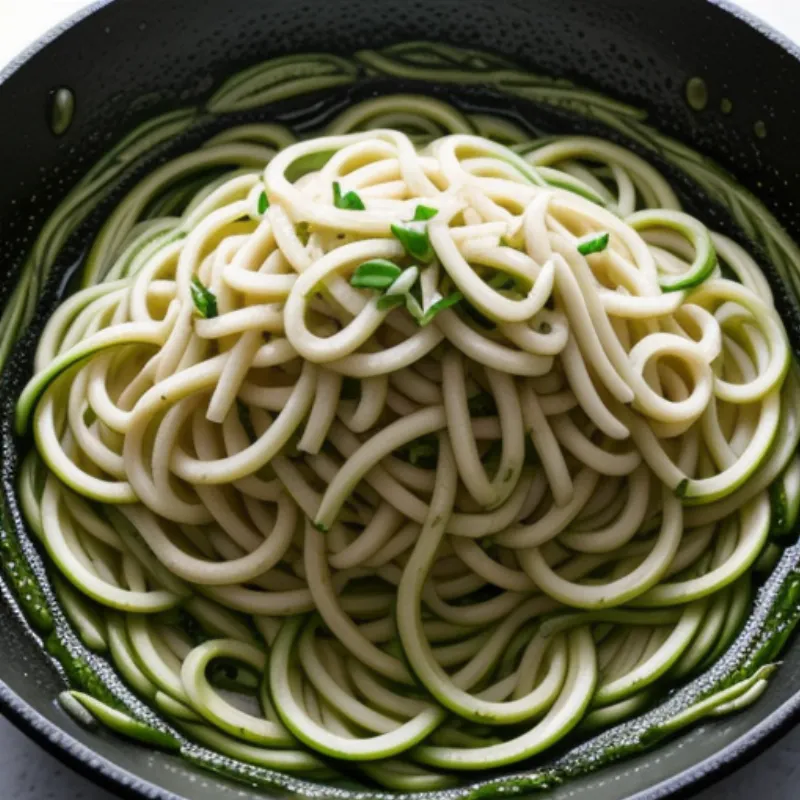 Sautéed Zucchini Noodles in a Pan
